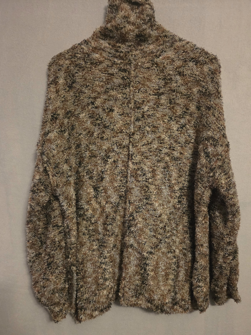 BKE Cozy Funnel Neck Oversized Eyelash Sweater - Brown Multi. Size L - Picture 6 of 10